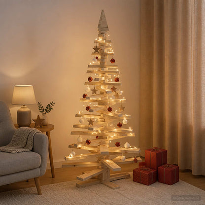 Wooden Christmas Tree KOTKA 150 cm Solid Pine Wood Natural
