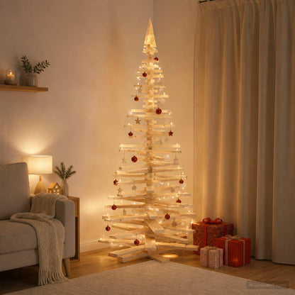 Wooden Christmas Tree KOTKA 240 cm Solid Pine Wood Natural