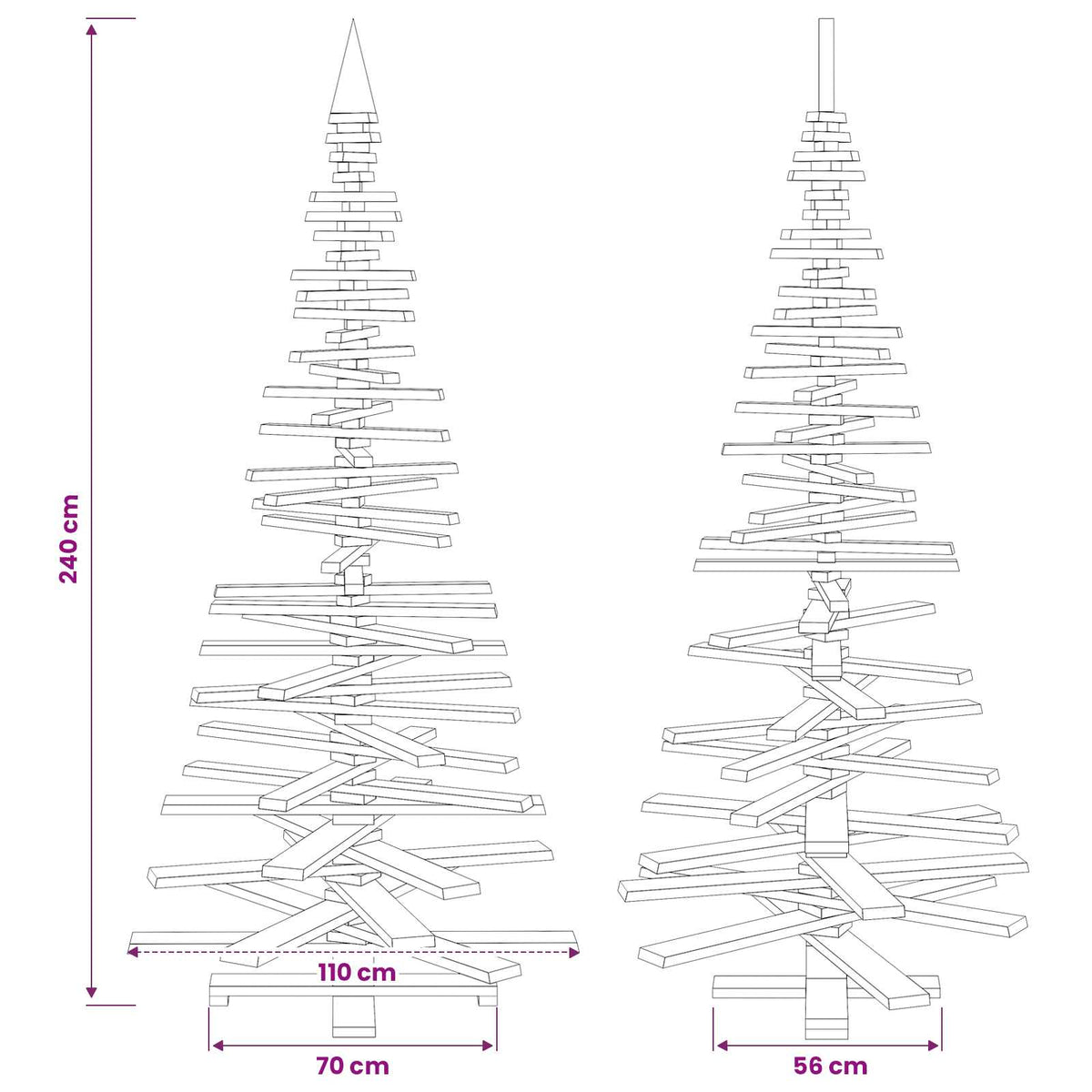 Wooden Christmas Tree KOTKA 240 cm Solid Pine Wood Natural