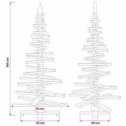 Wooden Christmas Tree KOTKA 150 cm Solid Pine Wood Brown Finish