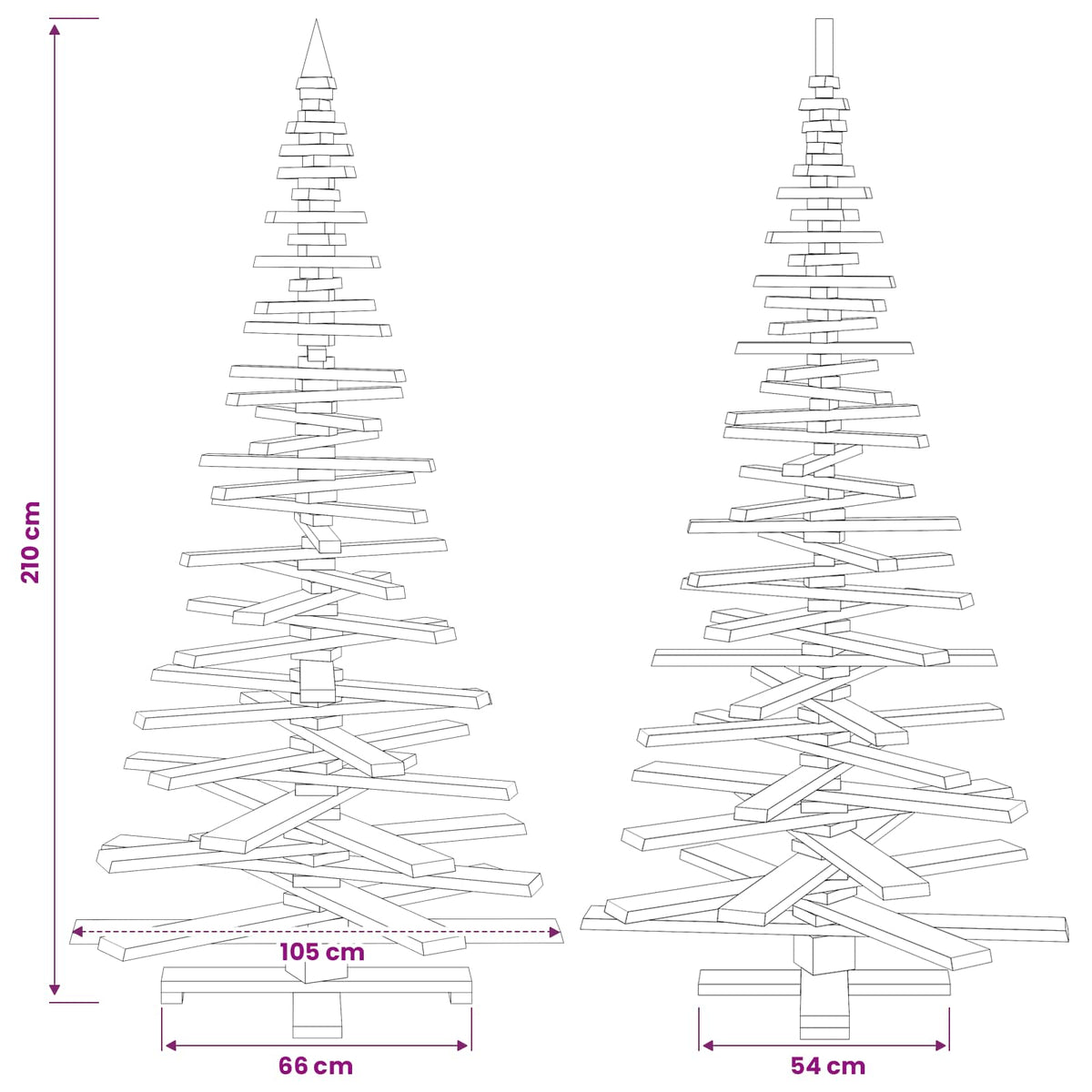 Wooden Christmas Tree KOTKA 210 cm Solid Pine Wood Brown Finish