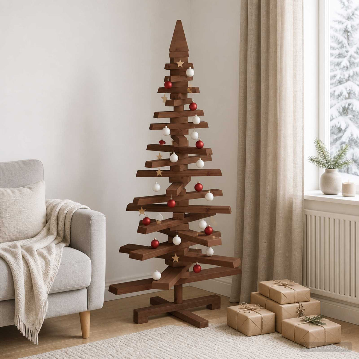 Wooden Christmas Tree KOTKA 120 cm Solid Pine Wood