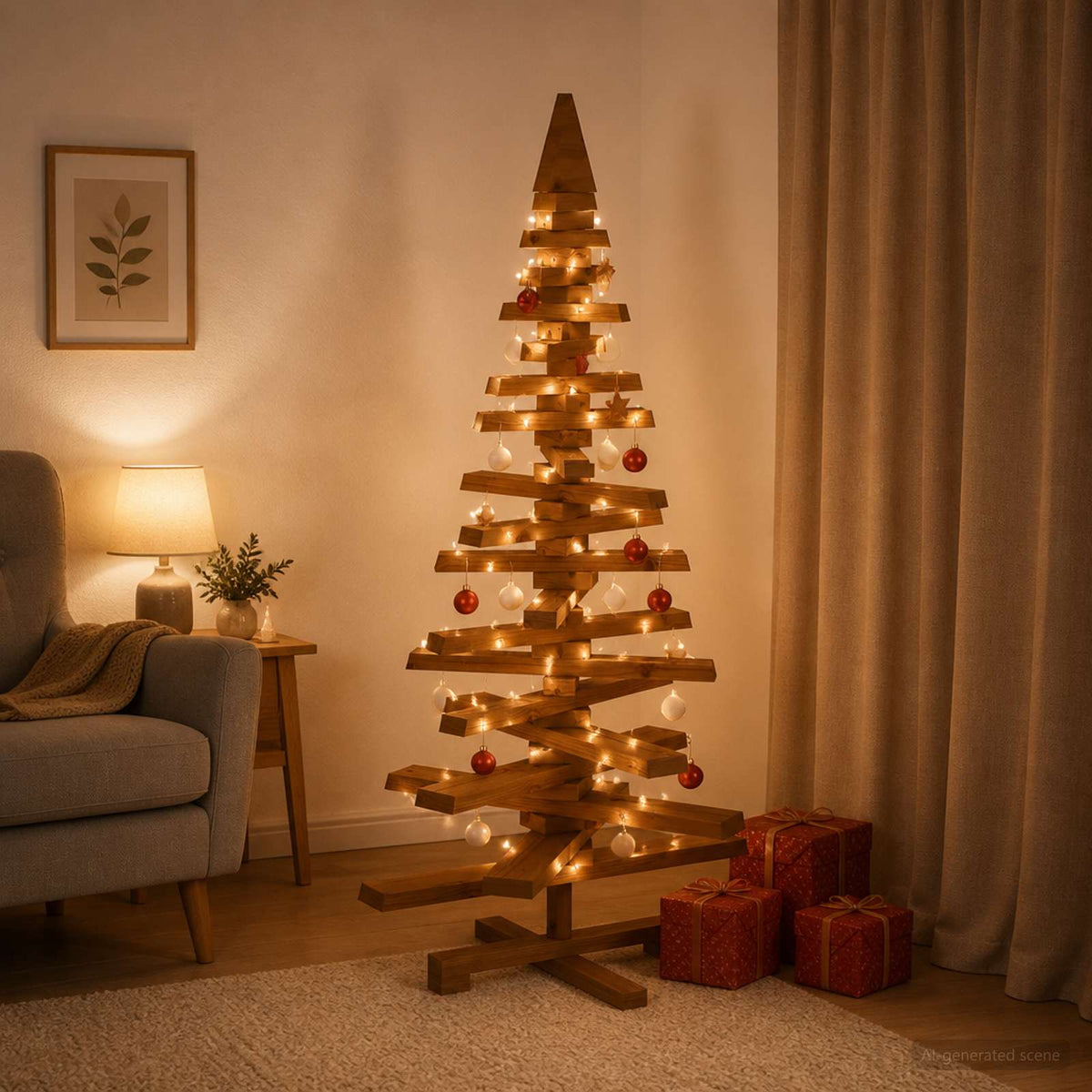 Wooden Christmas Tree KOTKA 120 cm Solid Pine Wood