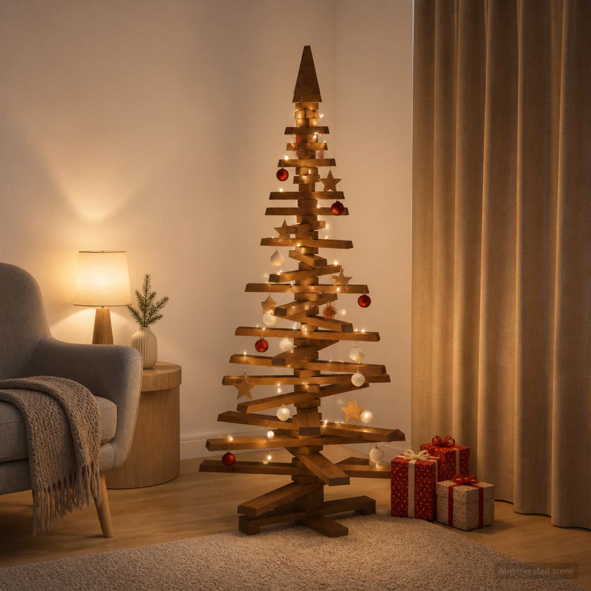 Wooden Christmas Tree KOTKA 150 cm Solid Pine Wood