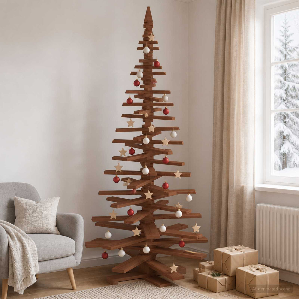 Wooden Christmas Tree KOTKA 210 cm Solid Pine Wood
