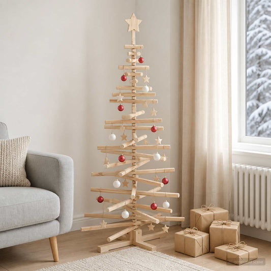 Wooden Christmas Tree KOTKA 150 cm Solid Pine Wood Natural