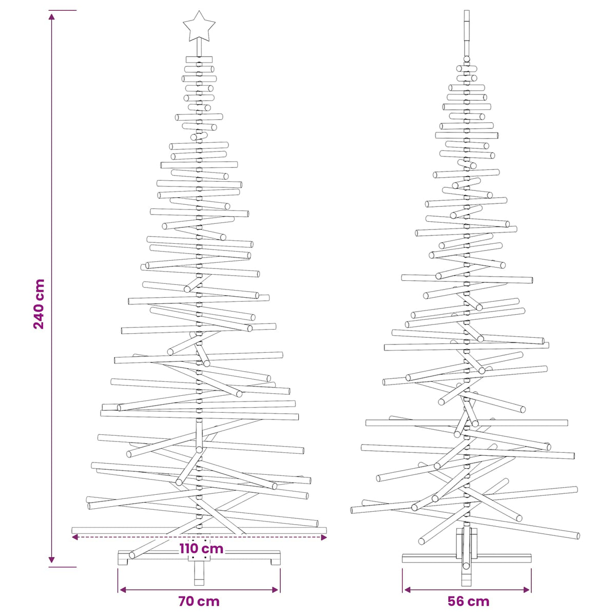 Wooden Christmas Tree KOTKA 240 cm Solid Pine Wood Natural