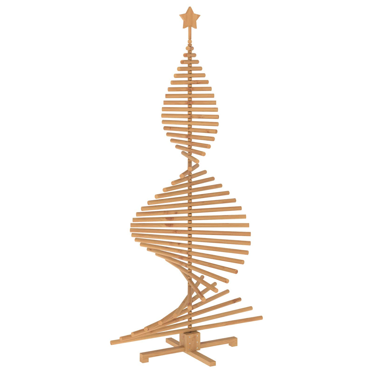 Wooden Christmas Tree KOTKA 210 cm Solid Pine Wood Brown Finish