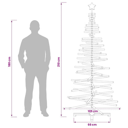 Wooden Christmas Tree KOTKA 210 cm Solid Pine Wood Brown Finish