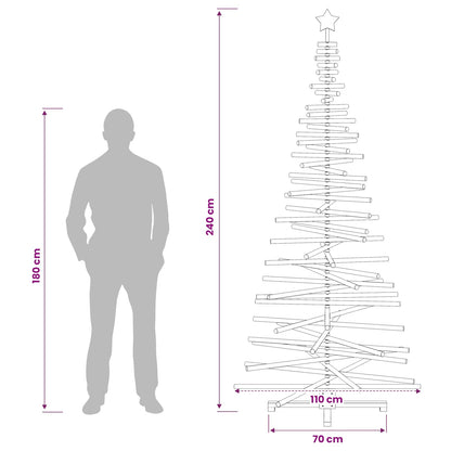 Wooden Christmas Tree KOTKA 240 cm Solid Pine Wood Brown Finish