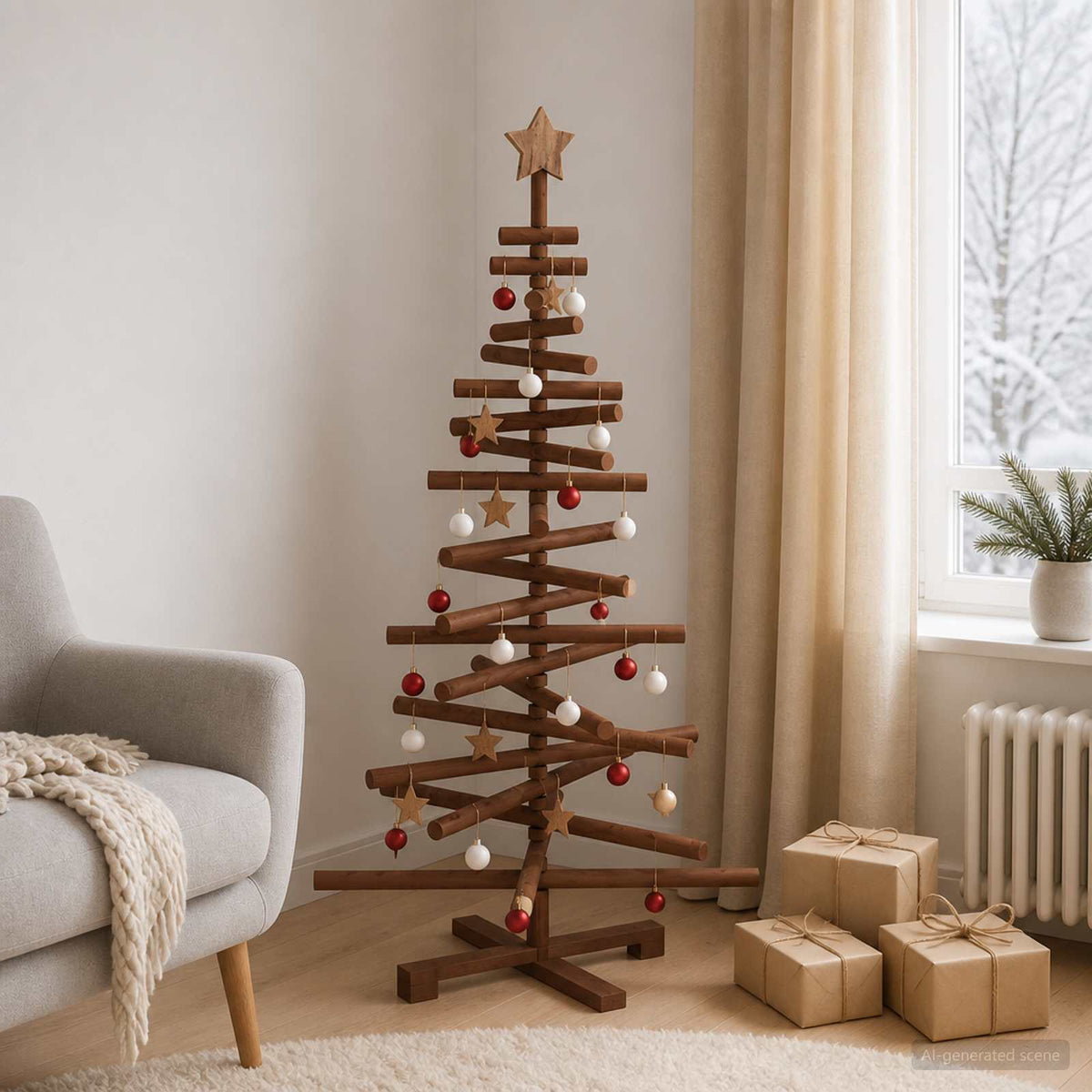 Wooden Christmas Tree KOTKA 120 cm Solid Pine Wood