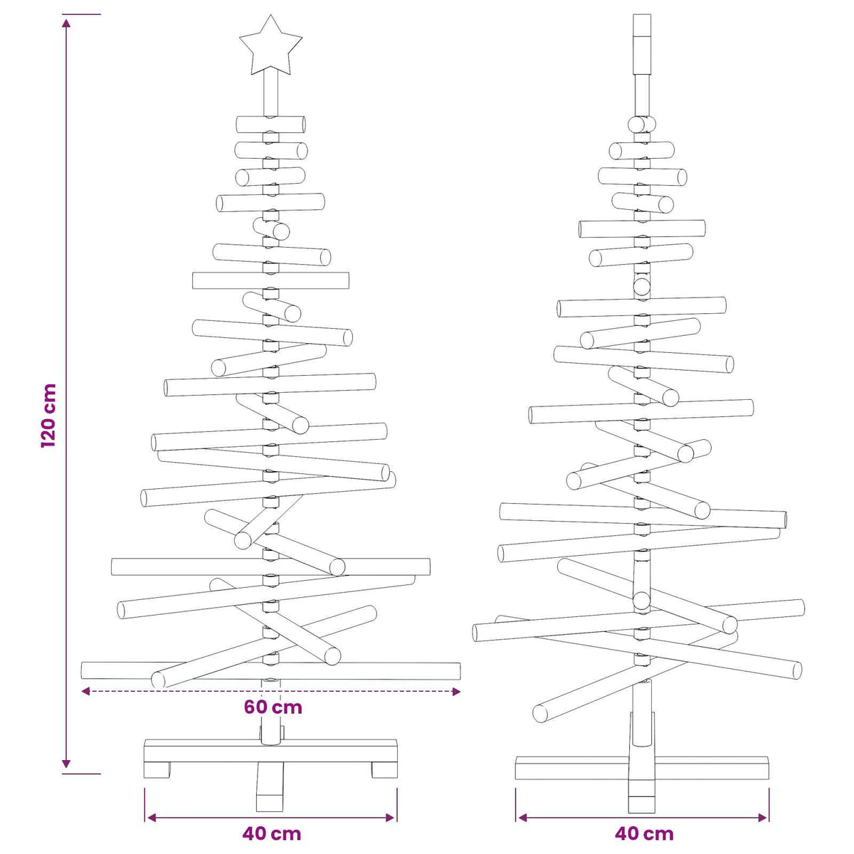 Wooden Christmas Tree KOTKA 120 cm Solid Pine Wood