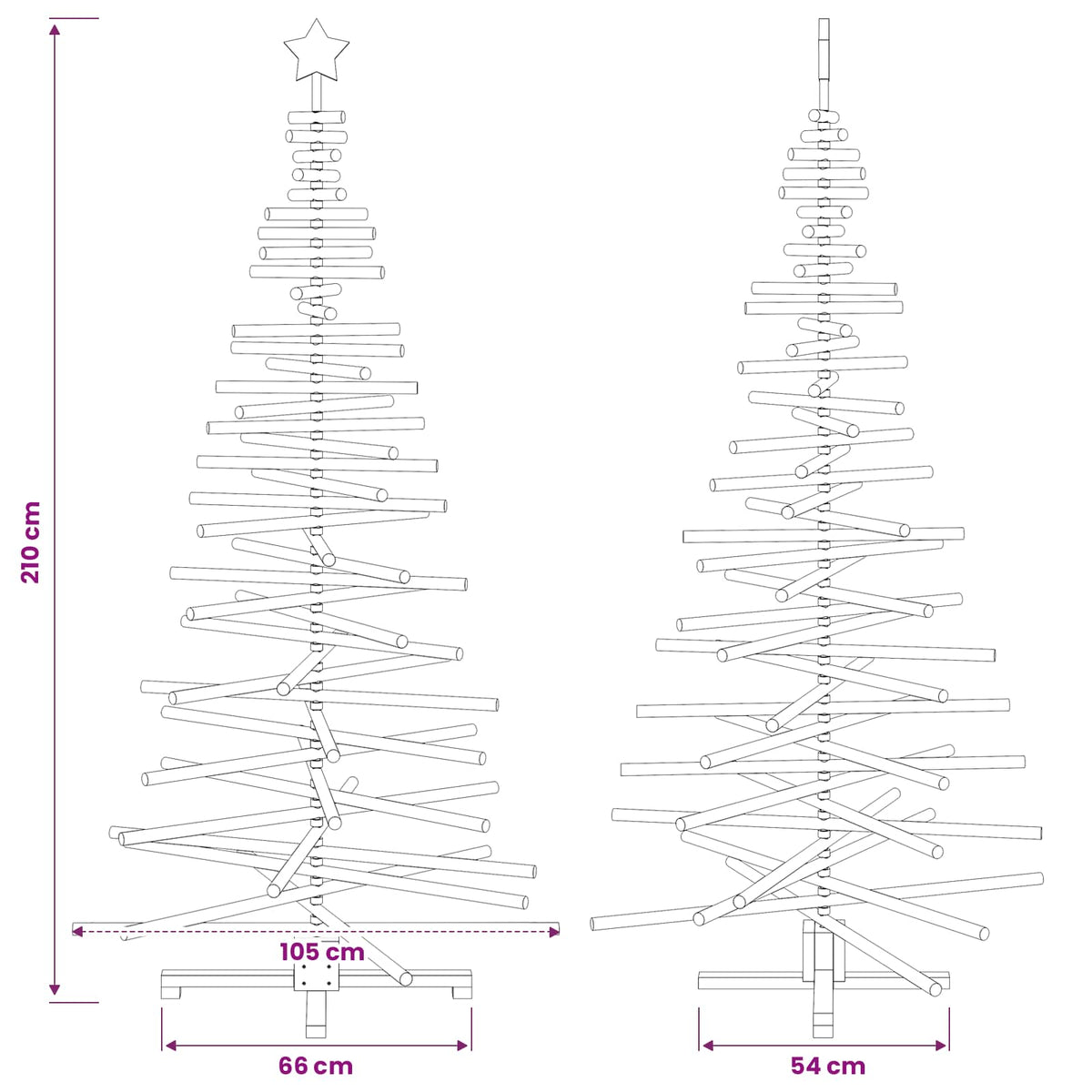 Wooden Christmas Tree KOTKA 210 cm Solid Pine Wood