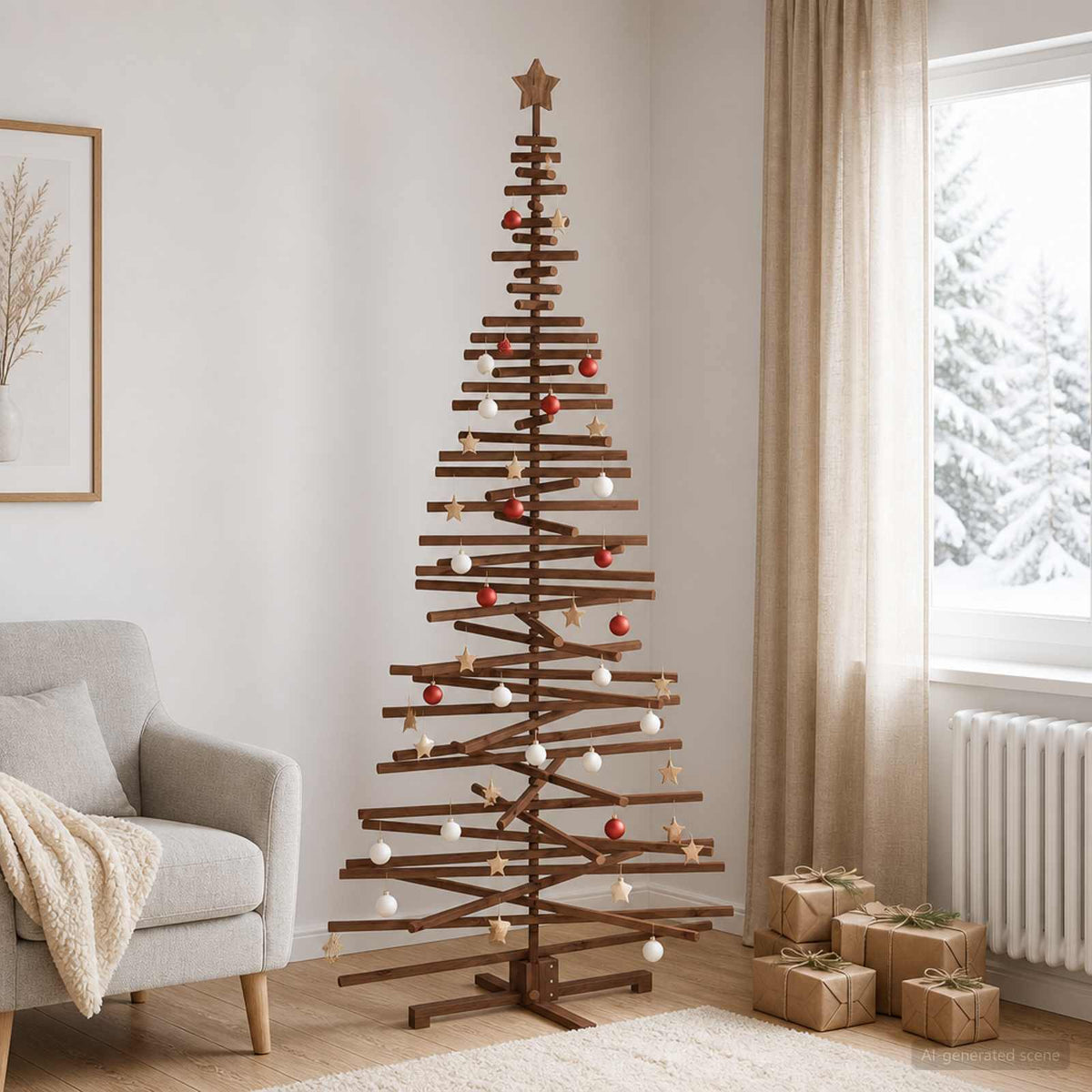 Wooden Christmas Tree KOTKA 240 cm Solid Pine Wood
