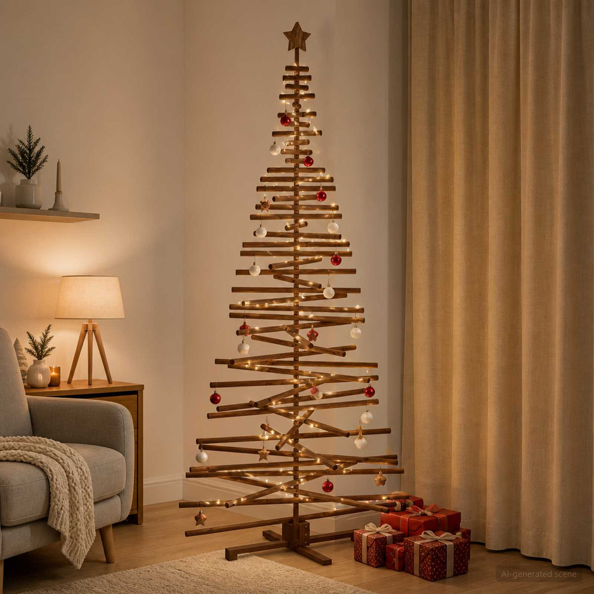 Wooden Christmas Tree KOTKA 240 cm Solid Pine Wood