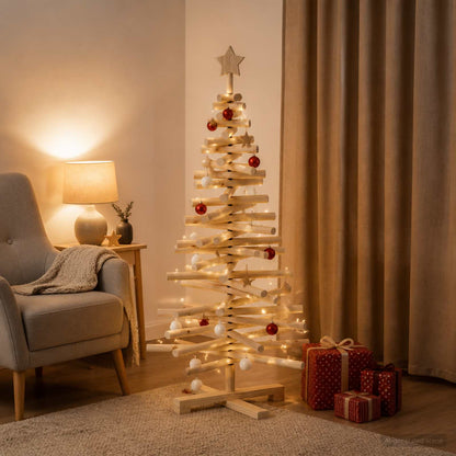 Wooden Christmas Tree KOTKA 120 cm Solid Pine Wood Natural