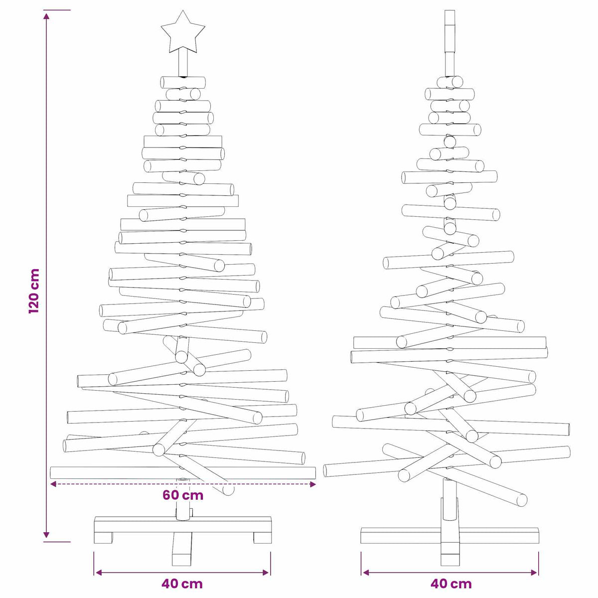 Wooden Christmas Tree KOTKA 120 cm Solid Pine Wood Natural