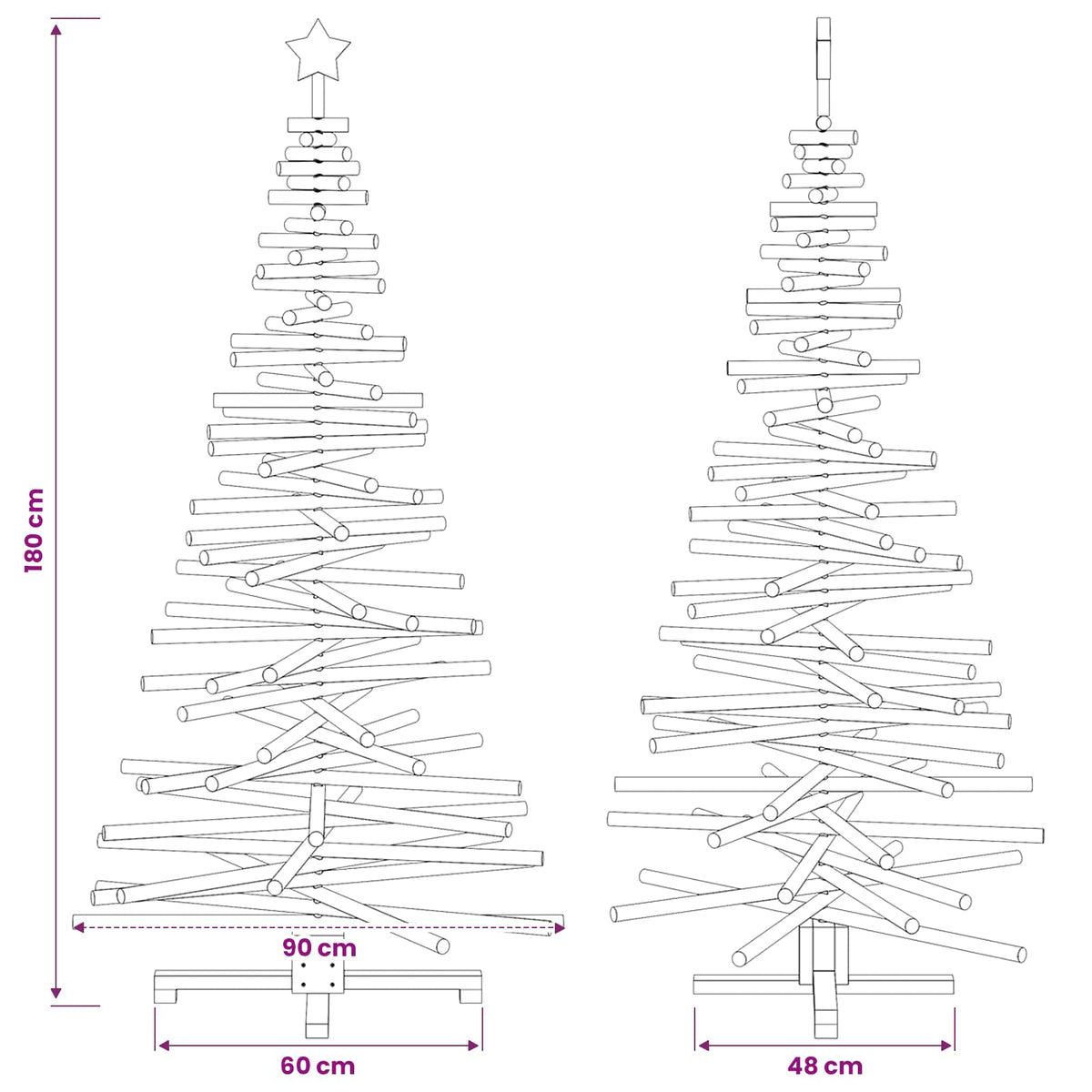 Wooden Christmas Tree KOTKA 180 cm Solid Pine Wood Natural