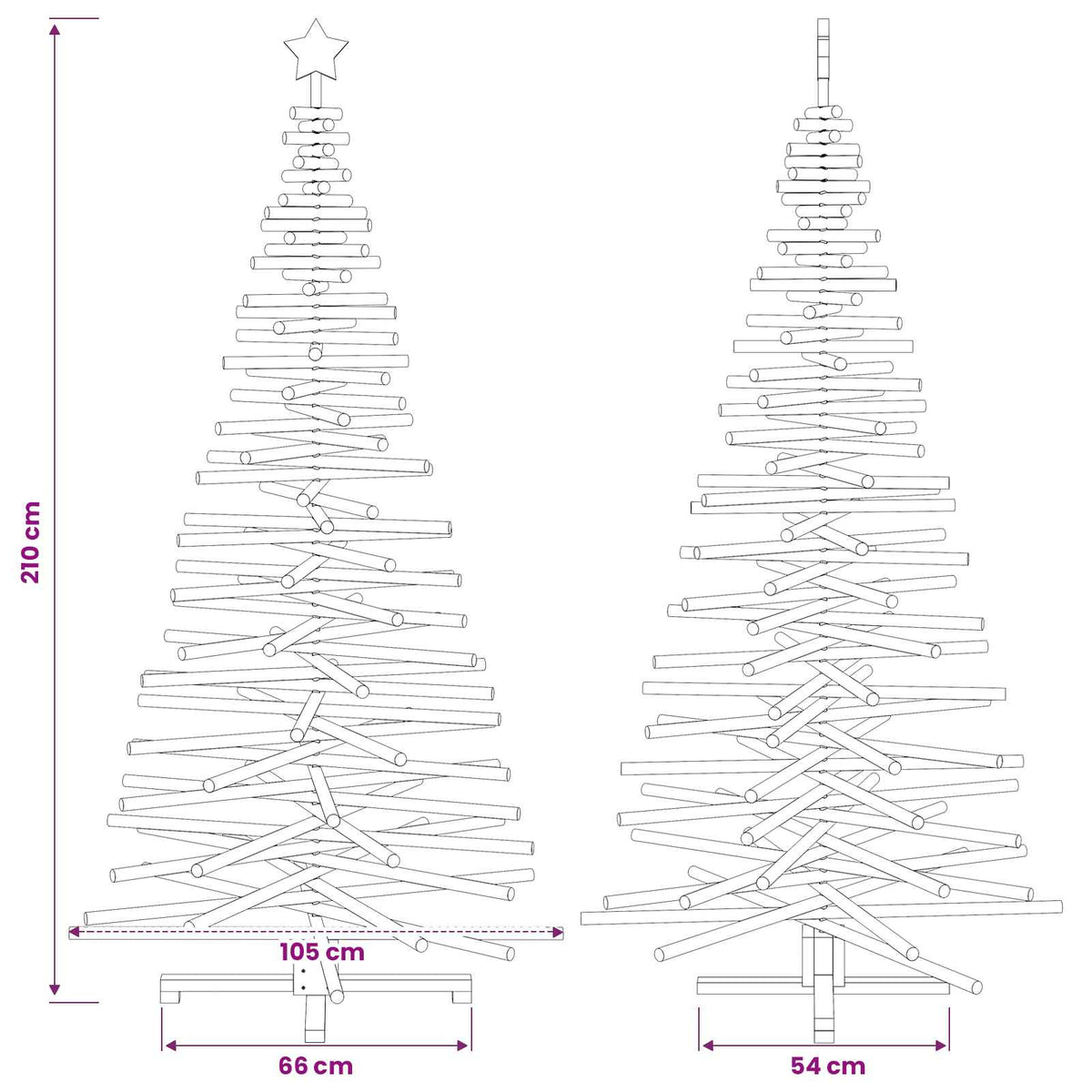 Wooden Christmas Tree KOTKA 210 cm Solid Pine Wood Natural