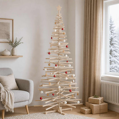 Wooden Christmas Tree KOTKA 240 cm Solid Pine Wood Natural