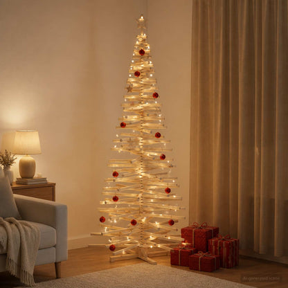 Wooden Christmas Tree KOTKA 240 cm Solid Pine Wood Natural