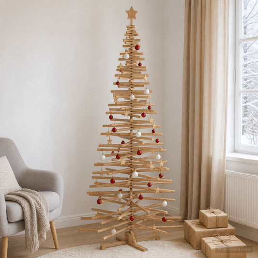 Wooden Christmas Tree KOTKA 240 cm Solid Pine Wood Brown Finish
