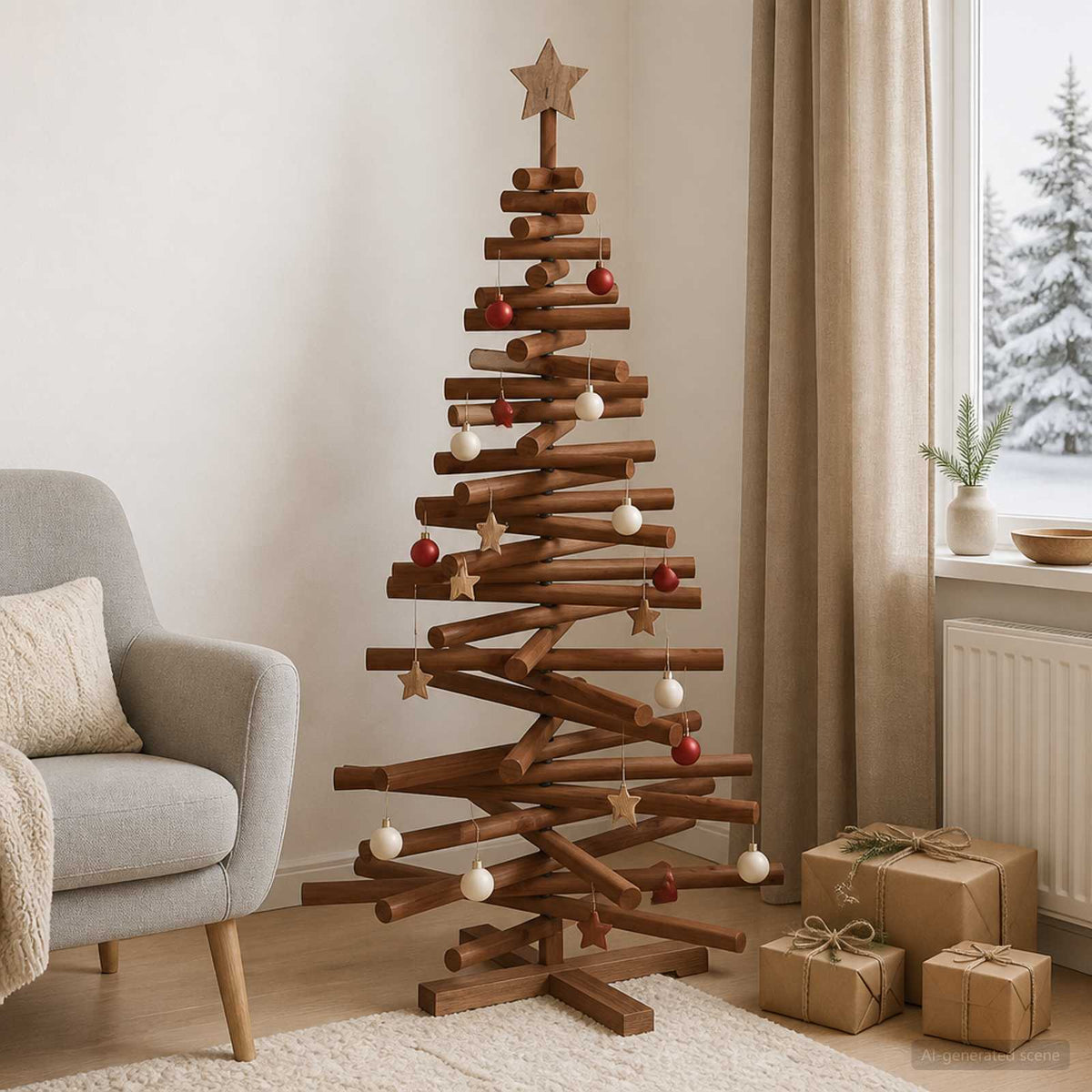 Wooden Christmas Tree KOTKA 120 cm Solid Pine Wood