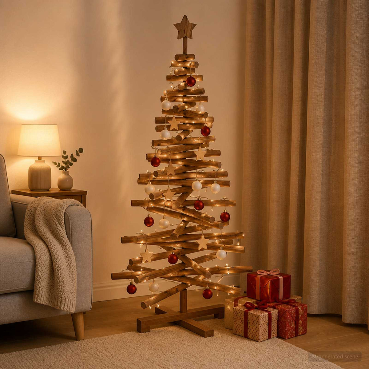 Wooden Christmas Tree KOTKA 120 cm Solid Pine Wood