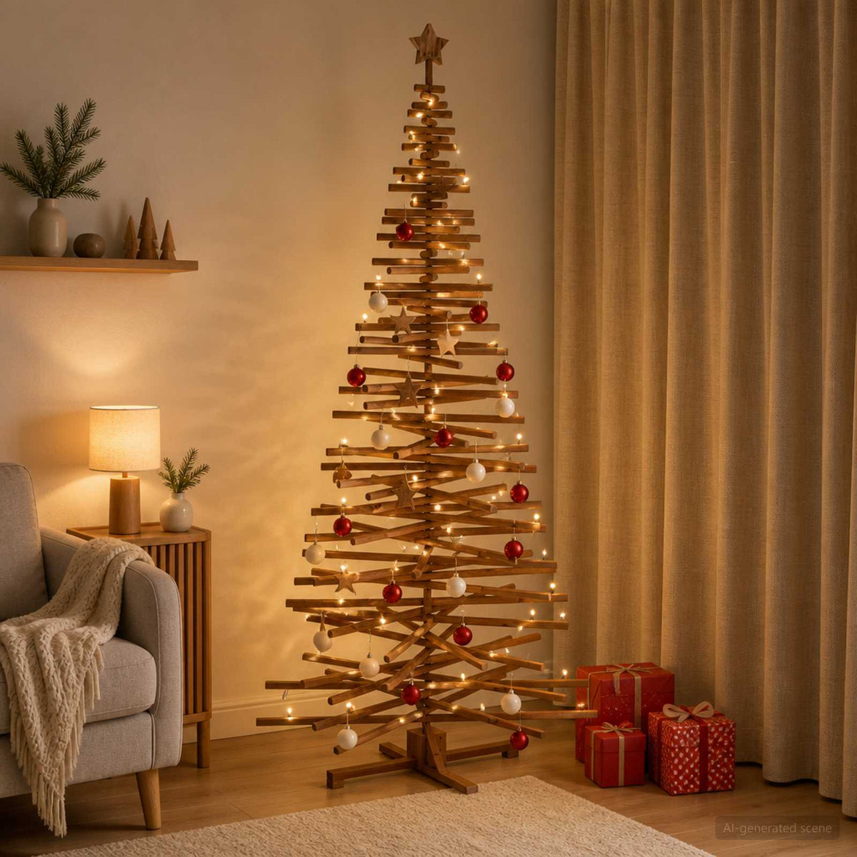 Wooden Christmas Tree KOTKA 240 cm Solid Pine Wood