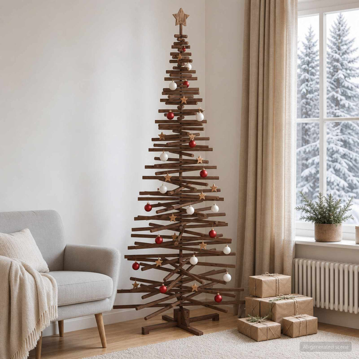 Wooden Christmas Tree KOTKA 240 cm Solid Pine Wood