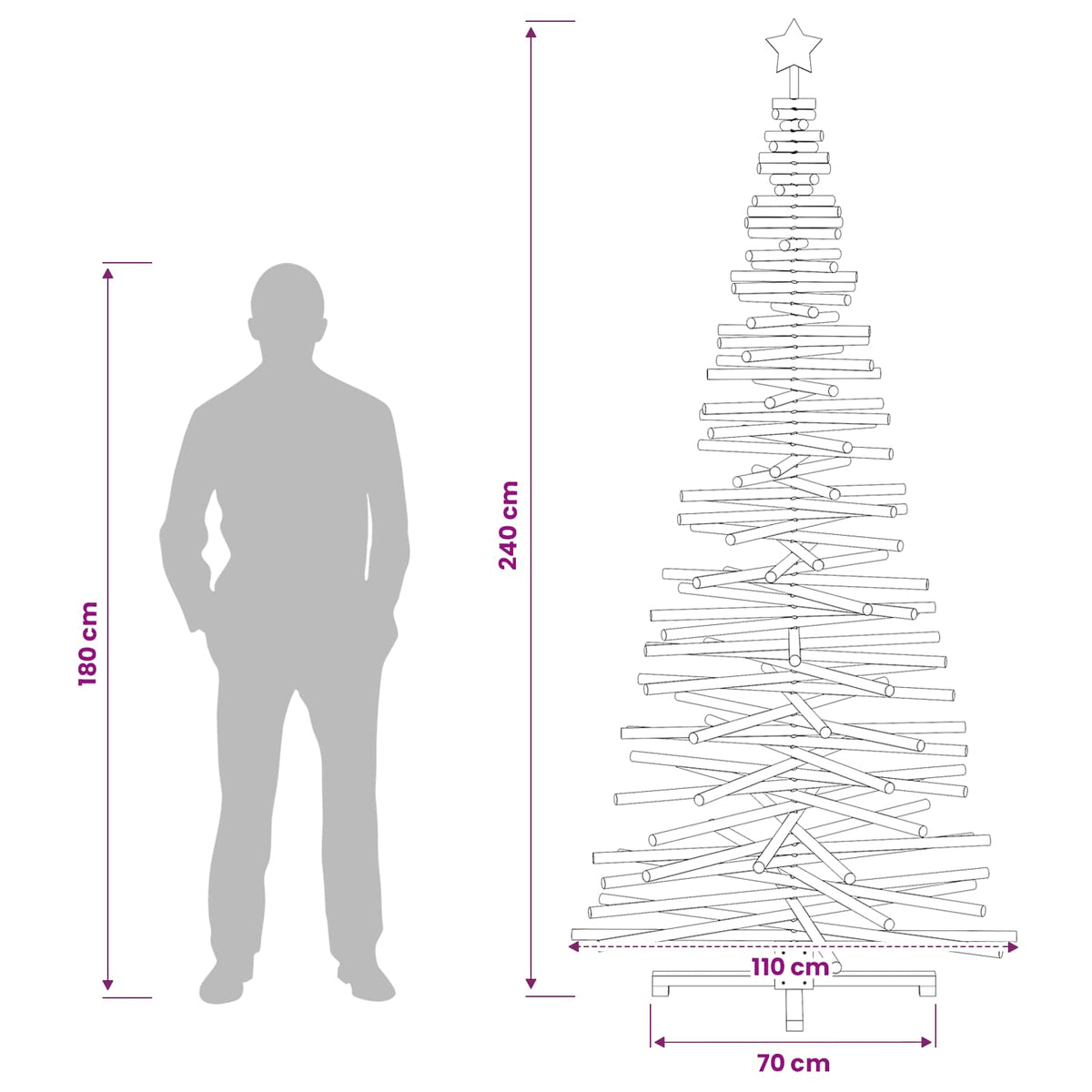 Wooden Christmas Tree KOTKA 240 cm Solid Pine Wood