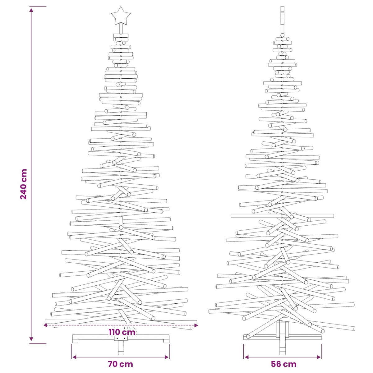 Wooden Christmas Tree KOTKA 240 cm Solid Pine Wood