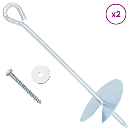 Earth anchor 2 pcs Ø10 x 30 cm Galvanized Metal Silver