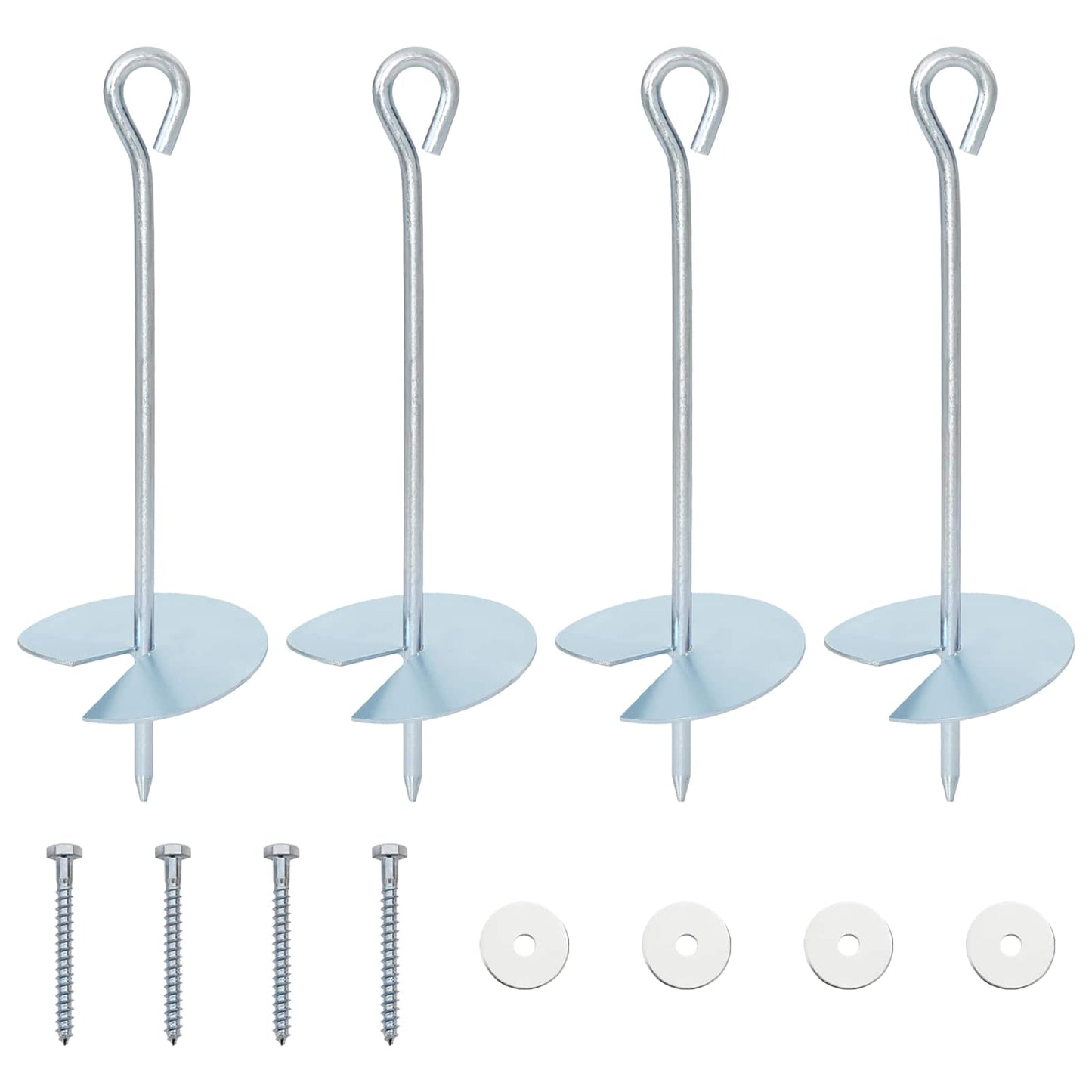 Earth anchor 4 pcs Silver Ø10 x 30 cm Galvanized Metal
