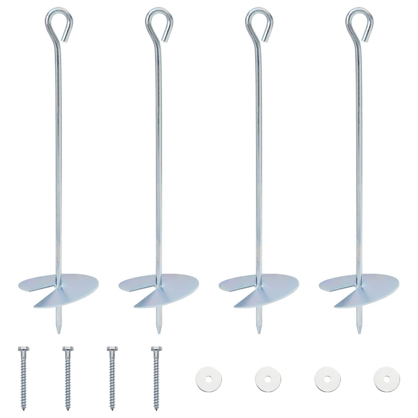 Earth anchor 4 pcs Silver Ø10 x 40 cm Galvanized Metal