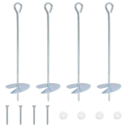 Earth anchor 4 pcs Silver Ø10 x 40 cm Galvanized Metal