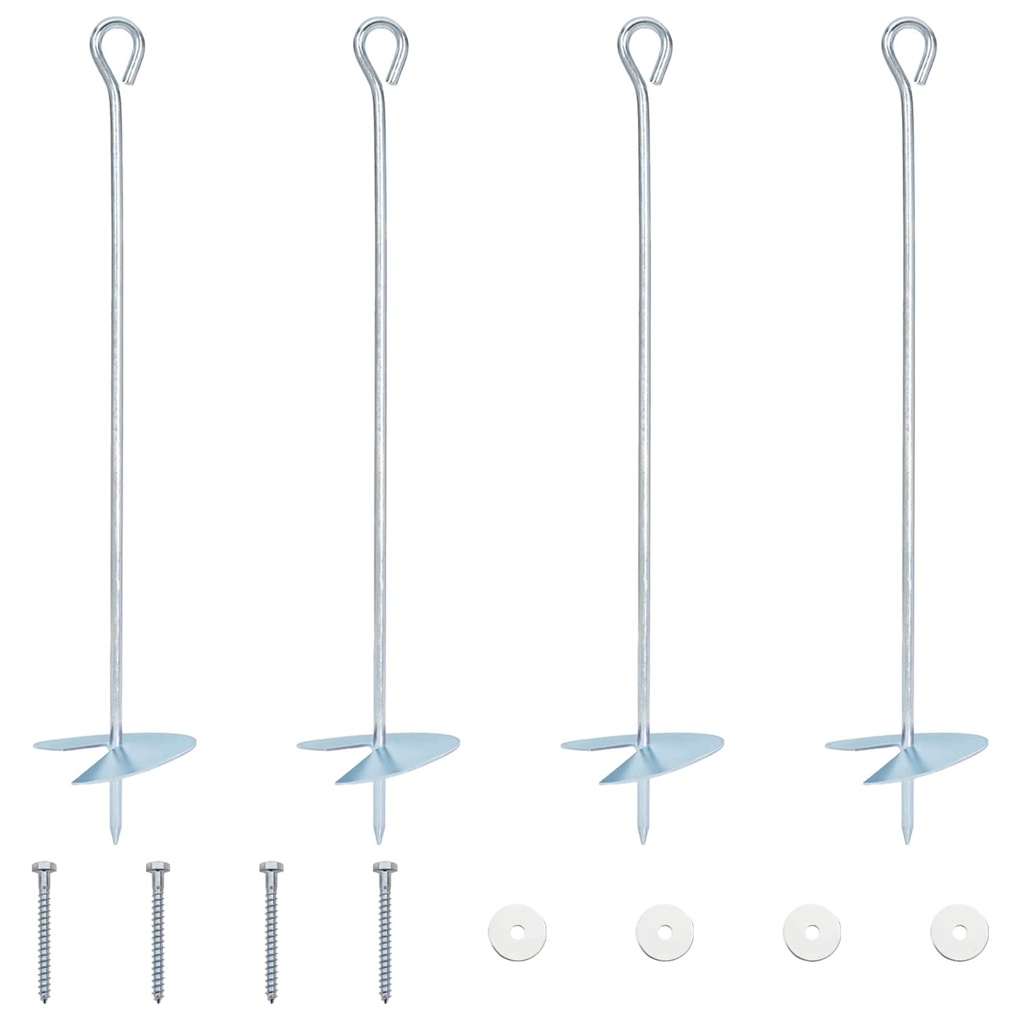 Earth anchor 4 pcs Silver Ø10 x 50 cm Galvanized Metal