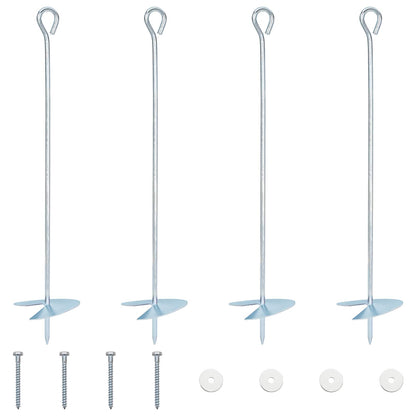 Earth anchor 4 pcs Silver Ø10 x 50 cm Galvanized Metal