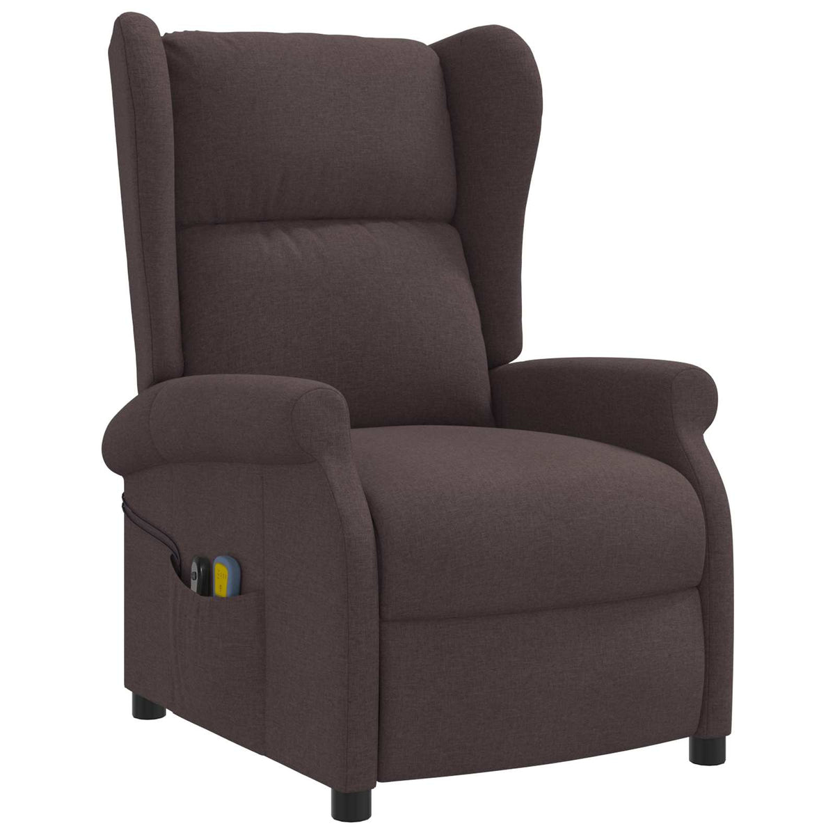 Wing Back Electric Massage Recliner Chair Dark Brown Fabric