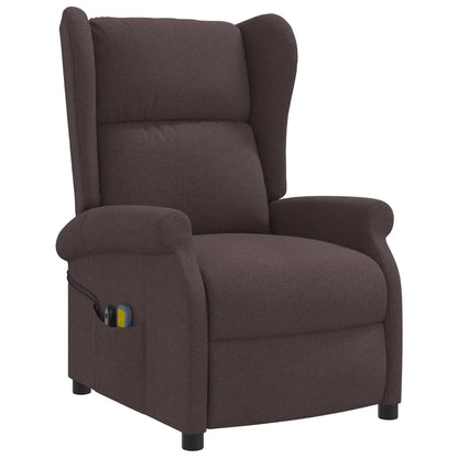 Wing Back Electric Massage Recliner Chair Dark Brown Fabric
