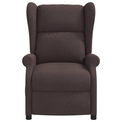 Wing Back Electric Massage Recliner Chair Dark Brown Fabric