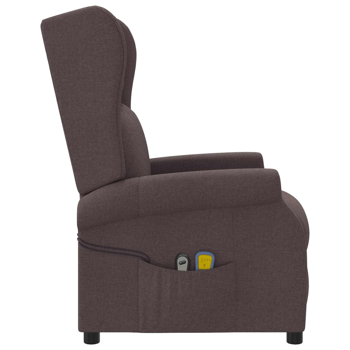 Wing Back Electric Massage Recliner Chair Dark Brown Fabric