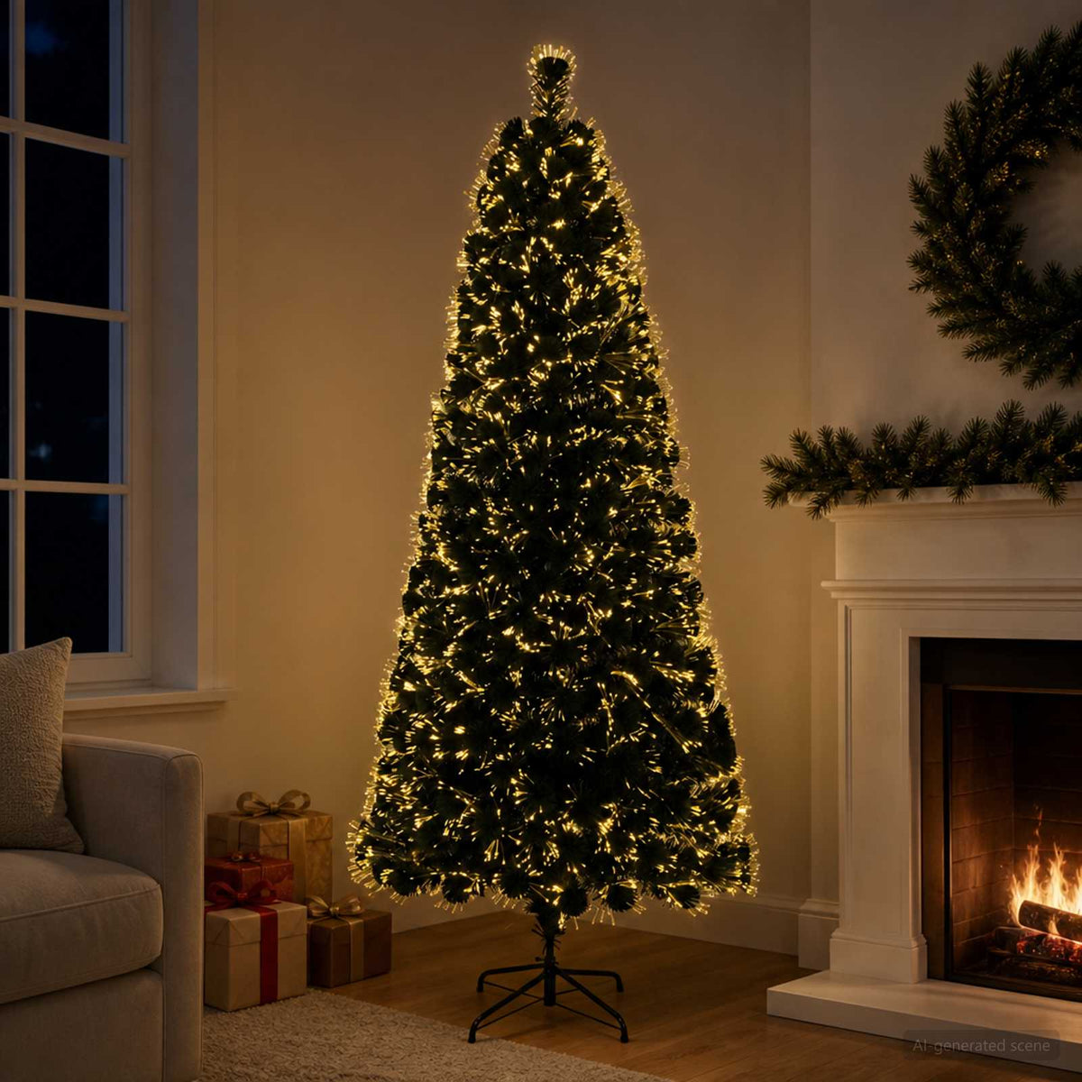 Fiber Optic Christmas Tree 180 cm 24 LEDs Warm White PVC Green
