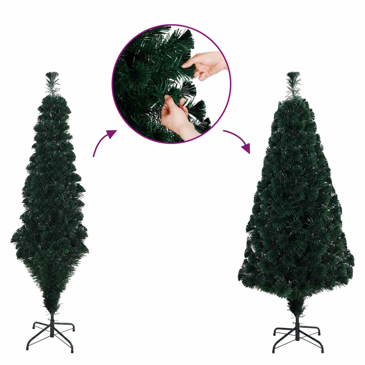 Fiber Optic Christmas Tree 180 cm 24 LEDs Warm White PVC Green
