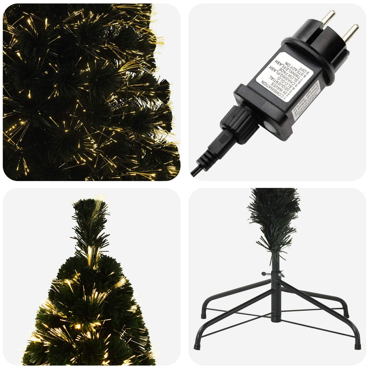 Fiber Optic Christmas Tree 210 cm 24 LEDs Warm White PVC Green