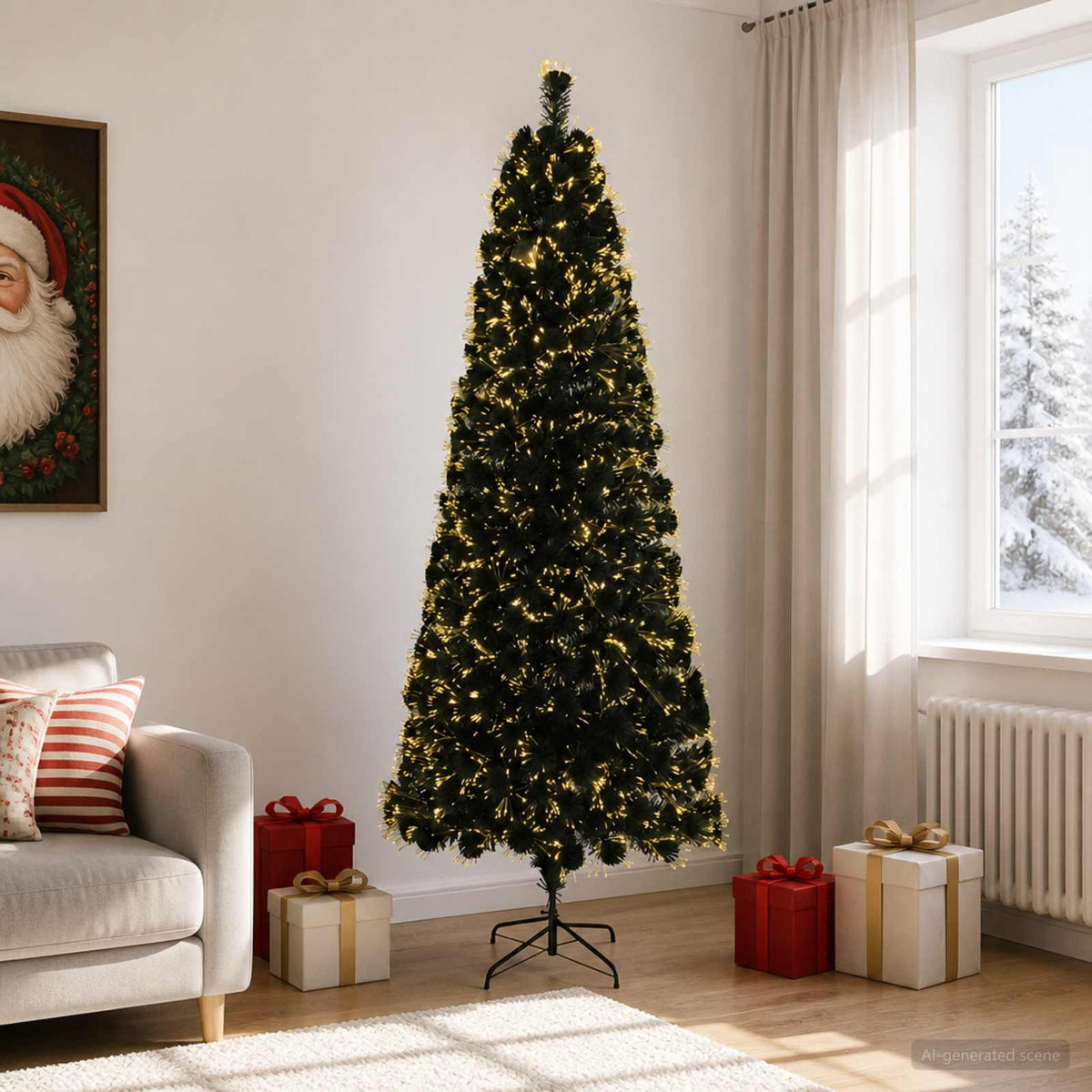 Fiber Optic Christmas Tree 210 cm 24 LEDs Warm White PVC Green