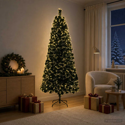 Fiber Optic Christmas Tree 210 cm 24 LEDs Warm White PVC Green