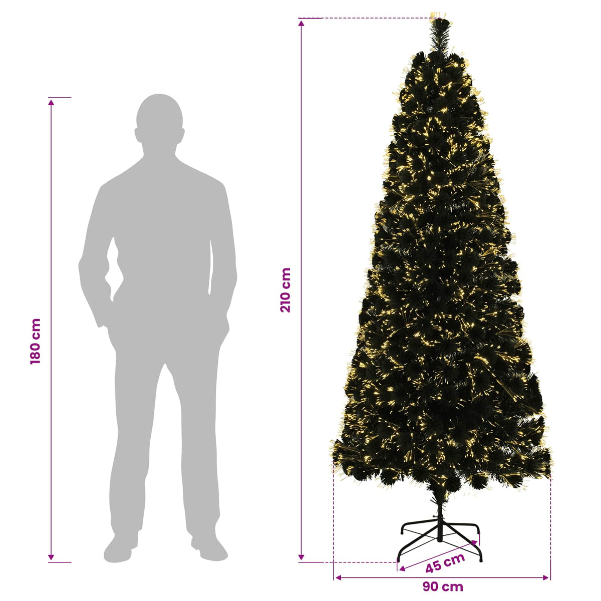 Fiber Optic Christmas Tree 210 cm 24 LEDs Warm White PVC Green
