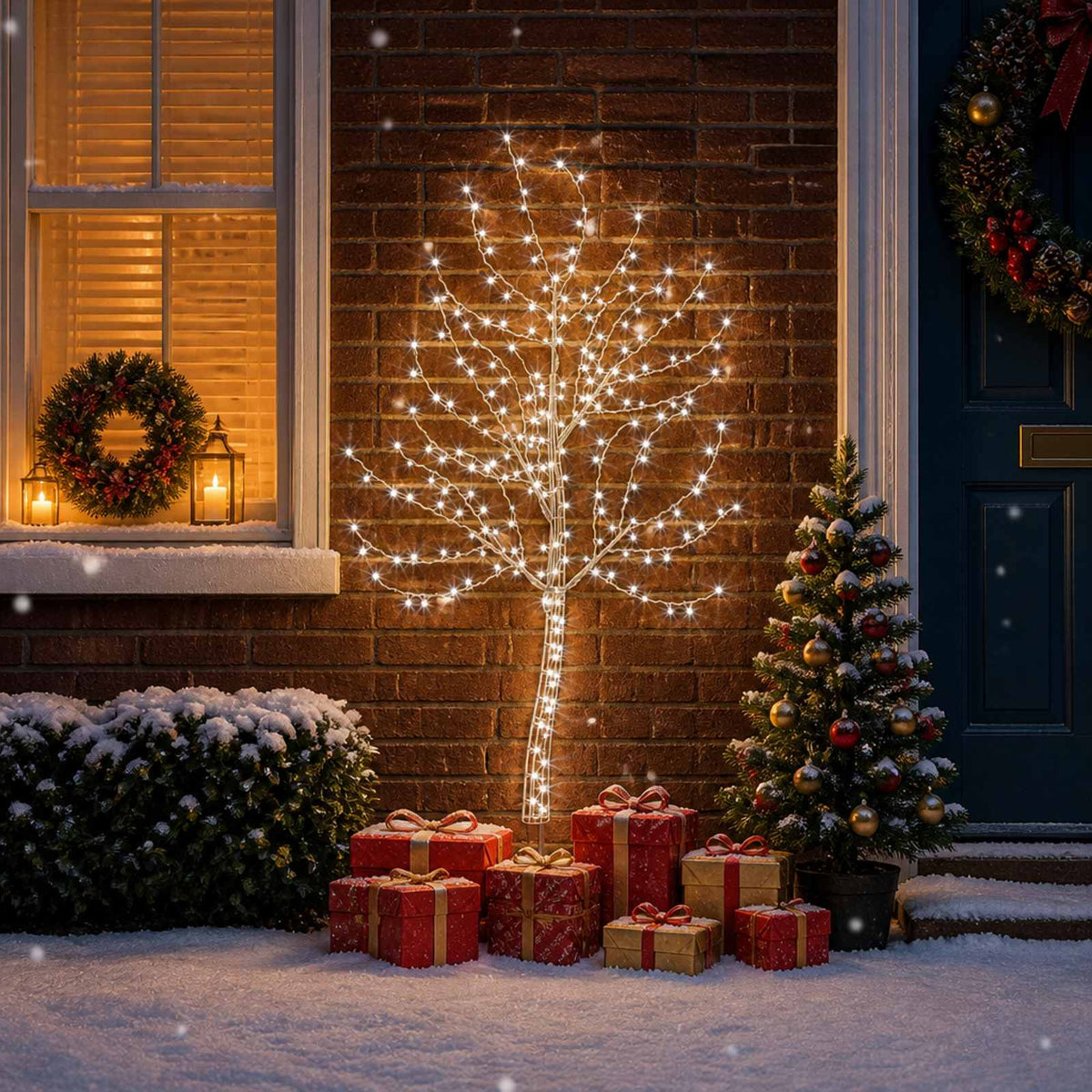 LED Wall Christmas Tree 150 cm 140 LEDs Cold White Steel Black
