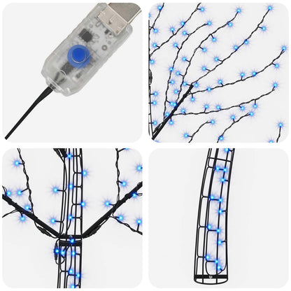 LED Wall Christmas Tree 150 cm 140 LEDs Blue Steel Black